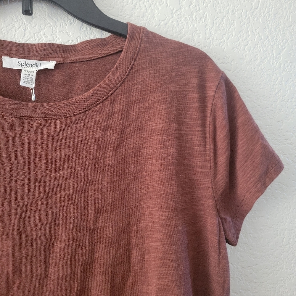 Splendid Crew Neck T-shirt Brown NEW - Picture 3 of 6